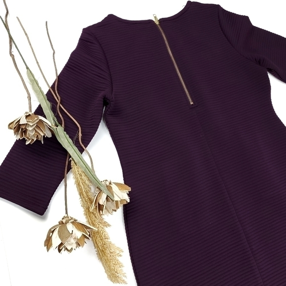 Nina Leonard Purple Ribbed Sheath Dress Med - Picture 4 of 13